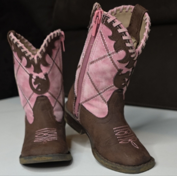 Roper Toddler Girls' Lacy Brown & Pink Cowboy Boots (Size 7) - Picture 3 of 10